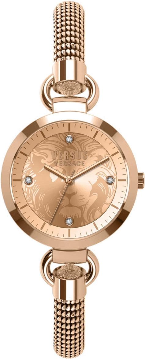 Versus Versace Womens Rose Gold Tone 34 mm Roslyn Watch 